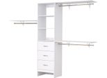 Succebuy Appendiabiti Con 3 Cassetti, Appendiabiti In Legno Regolabile, Organizzatore Di Armadi Con 3 Binari Estensibili (575-1020 Mm) Sistema Di Guardaroba Per Cabine Armadio