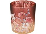 Suggestiva Lanterna Decorativa In Vetro Con Disegno Floreale