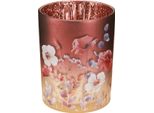 Portacandele In Vetro Con Motivo Floreale Per Una Decorazione Romantica Della Tavola E Un'atmosfera Suggestiva, 2 Pezzi
