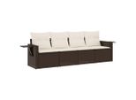 Syfax™ Set Divano Da Giardino 4 Pz Con Cuscini Marrone In Polyrattan
