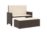 Syfax™ Panca Da Giardino Con Cuscini E Poggiapiedi Marrone Polyrattan