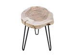 Riess-Ambiente Beistelltisch GOA - Massivholz 40Cm Natur Akazie Baumstamm Metall Schwarz Hairpin Legs