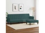 The Living Store Divano Letto A 2 Posti Con Poggiapiedi In Velluto Verde Scuro
