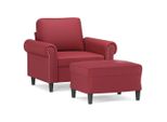 Syfax™ Poltrona Con Poggiapiedi Rosso Vino 60 Cm In Pelle Finta