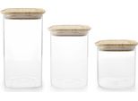 Set Di 3 Contenitori Per Alimenti Ibili-Borosilicato, Vetro Borosilicato/Bambù, Trasparente/Marrone