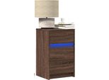 Maison Exclusive - Comodino Con Luci Led Marrone Effetto Rovere Materiale Ligneo