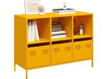 Maison Exclusive - Credenza Giallo Senape 101,5X39X73,5 Cm Acciaio Laminato A Freddo