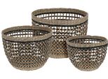 Set Di 3 Cestini Tondi In Seagrass Neri Decorativi