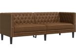 Syfax™ Divano Chesterfield A 3 Posti Marrone In Pelle Finta Scamosciata
