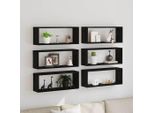 Maison Exclusive - Mensole A Muro Con Ripiano 6 Pezzi Effetto Rovere Nero 60 X 15 X 23 Cm
