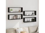 Vidaxl Mensola A Muro Con Ripiano 4 Pezzi Effetto Rovere Nero 80 X 15 X 26 Cm