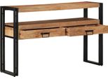 Vidaxl Tavolo Consolle Marrone 120 X 33 X 75 Cm In Legno Massiccio Di Acacia