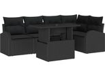 Vidaxl Set Di Divani Da Giardino Con Cuscini Con Cuscini 6 Pezzi Nero Poly Rattan