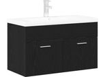 Syfax™ Mobile Da Bagno Rovere Nero 80 X 38,5 X 46 Cm Legno Multistrato