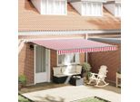 Vidaxl Tenda Da Sole Retrattile Con Tessuto Rosso E Bianco 400 X 300 Cm