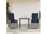 Vidaxl Sedie Da Giardino Regolabili 2 Pezzi Con Cuscino Grigio Poly Rattan