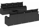Vidaxl Set Di Divani Da Giardino 7 Pezzi Nero 55 X 55 X 37 Cm Poly-Rattan