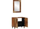 Vidaxl Set Di Armadietti Da Bagno Con Porta 2 Pezzi In Legno Massiccio Marrone Miele Mango