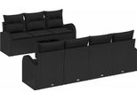 Vidaxl Set Di Divani Da Giardino 8 Pezzi Nero 55 X 55 X 37 Cm Poly-Rattan