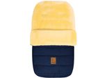 Fußsack HEITMANN FELLE "Eisbärchen - Lammfell Winterfußsack - Premium Qualität", Kinder, blau (marine), Polyester, Fußsäcke Fußsack, mit echtem Lammfell, für Kinderwagen, Buggy, 5 Gurtschlitze, waschbar