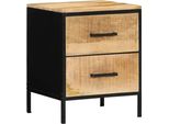 Vidaxl Comodino Marrone E Nero 40 X 35 X 50 Cm In Legno Massiccio Di Mango