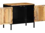Vidaxl Comodino Marrone E Nero 50 X 30 X 45 Cm In Legno Massiccio Di Mango