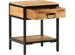 Vidaxl Comodino Marrone 40 X 35 X 50 Cm Legno Massello Di Mango E Metallo