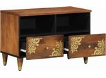 Vidaxl Mobile Tv Con Ripiano Con Contenitore In Legno Massiccio Di Mango Marrone