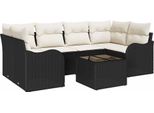 Vidaxl Set Di Divani Da Giardino 7 Pezzi Nero 55 X 55 X 37 Cm Poly Rattan