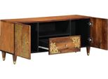 Vidaxl Mobile Tv Con Ripiano Marrone 105 X 33,5 X 46 Cm In Legno Massiccio Di Mango