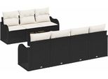 Vidaxl Set Di Divani Da Giardino 8 Pezzi Nero 55 X 55 X 37 Cm Poly Rattan