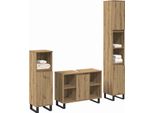 Vidaxl Set Di Mobili Da Bagno Con Portaoggetti 3 Pezzi Materiale A Base Di Legno Marrone