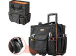 Borsa Porta Attrezzi Vevor Con Ruote, Portata 50 Kg, 25 Tasche, Zaino Da Lavoro Con Manico Telescopico Regolabile E Base Robusta, Borsa Porta Attrezzi Per Elettricisti, Settore Edile, 460X270X430 Mm