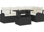 Vidaxl Set Di Divani Da Giardino 6 Pezzi Nero 100 X 55 X 73 Cm Poly Rattan