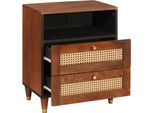 Vidaxl Comodini Marrone 50 X 33 X 60 Cm In Legno Massiccio Di Mango