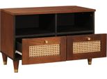 Vidaxl Mobile Tv Con Ripiano Marrone 70 X 33,5 X 46 Cm In Legno Massiccio Di Mango