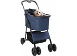 Vidaxl Carrello Pieghevole Per Animali Domestici Blu 81 X 47 X 99 Cm Poliestere