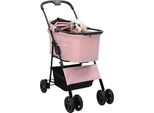 Vidaxl Passeggino Pieghevole Per Animali Domestici Rosa 81 X 47 X 99 Cm Poliestere