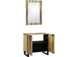 Vidaxl Set Di Mobili Da Bagno Con Ripiano Con Porta 2 Pezzi Materiale A Base Di Legno Marrone
