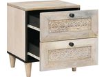 Vidaxl Comodino Beige 40 X 33 X 46 Cm In Legno Massiccio Di Acacia