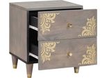 Vidaxl Comodino Grigio 40 X 33 X 46 Cm In Legno Massiccio Di Mango