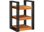 Syfax™ Comodino Marrone E Nero Legno Massello Di Acacia
