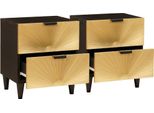 Vidaxl Comodino 2 Pezzi Nero E Oro 40 X 33,5 X 46 Cm