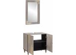 Vidaxl Set Di Armadietti Per Il Bagno Montati A Parete 2 Pezzi Grigio In Legno Massiccio Mango