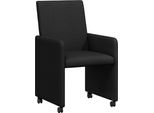 Vidaxl Sedie Da Pranzo Con Ruote 2 Pezzi Nero 57 X 66 X 94 Cm Tessuto