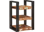 Syfax™ Comodino Marrone E Nero Legno Massello Di Recupero