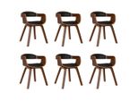 Syfax™ Sedie Da Pranzo 6 Pz Nere In Legno Curvato E Pelle Finta