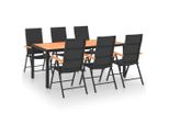 Syfax™ Set Da Pranzo Da Giardino 7 Pz Nero E Marrone