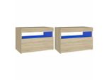 Syfax™ Comodini Con Luci Led 2 Pz Rovere Sonoma 60X35X40 Cm