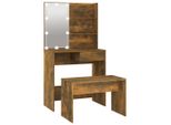 Syfax™ Set Tavolo Da Toeletta Con Led Rovere Fumo In Legno Multistrato